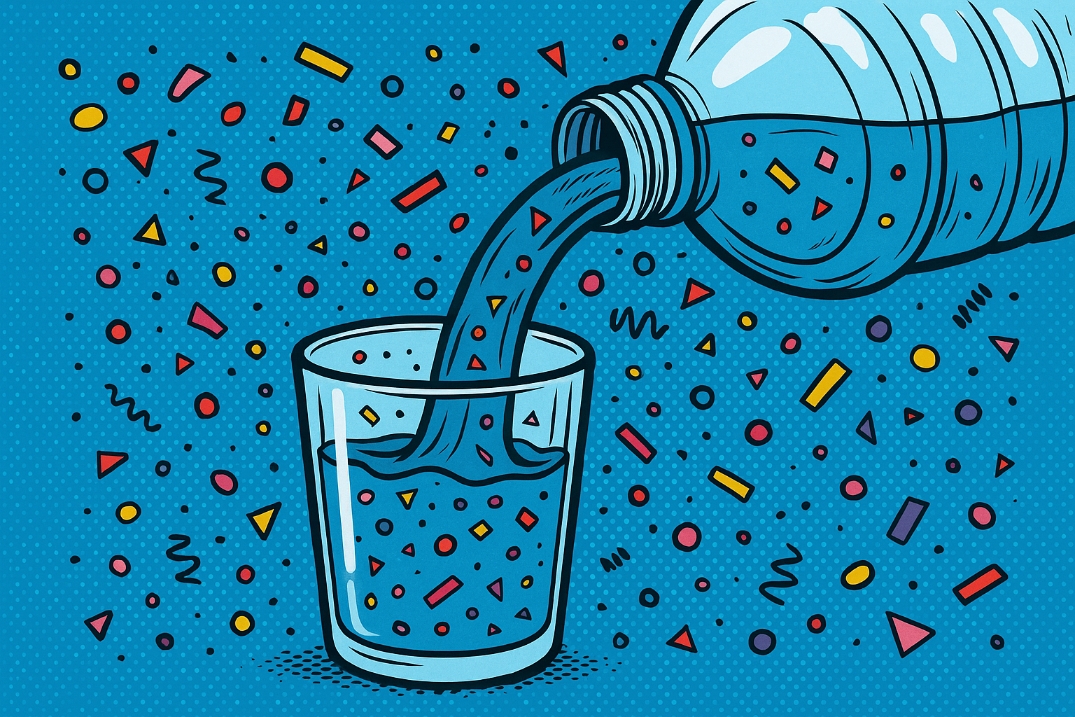 Víz öntése színes háttérrel.