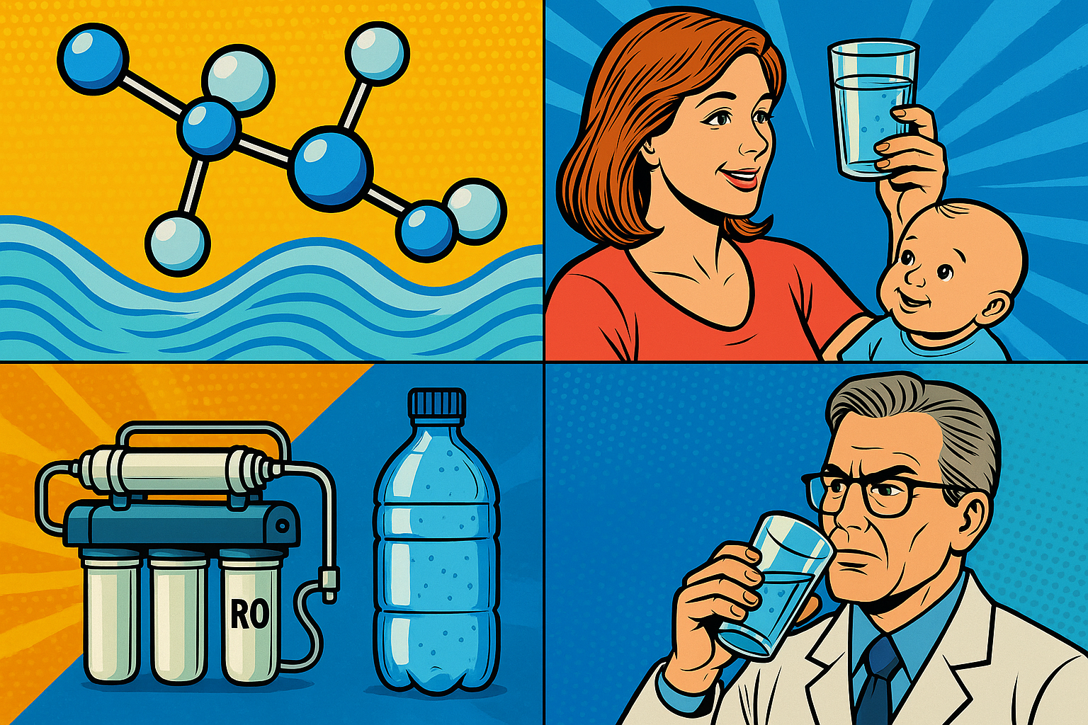 Tiszta víz, egészség, család, technológia, deutériummentes víz