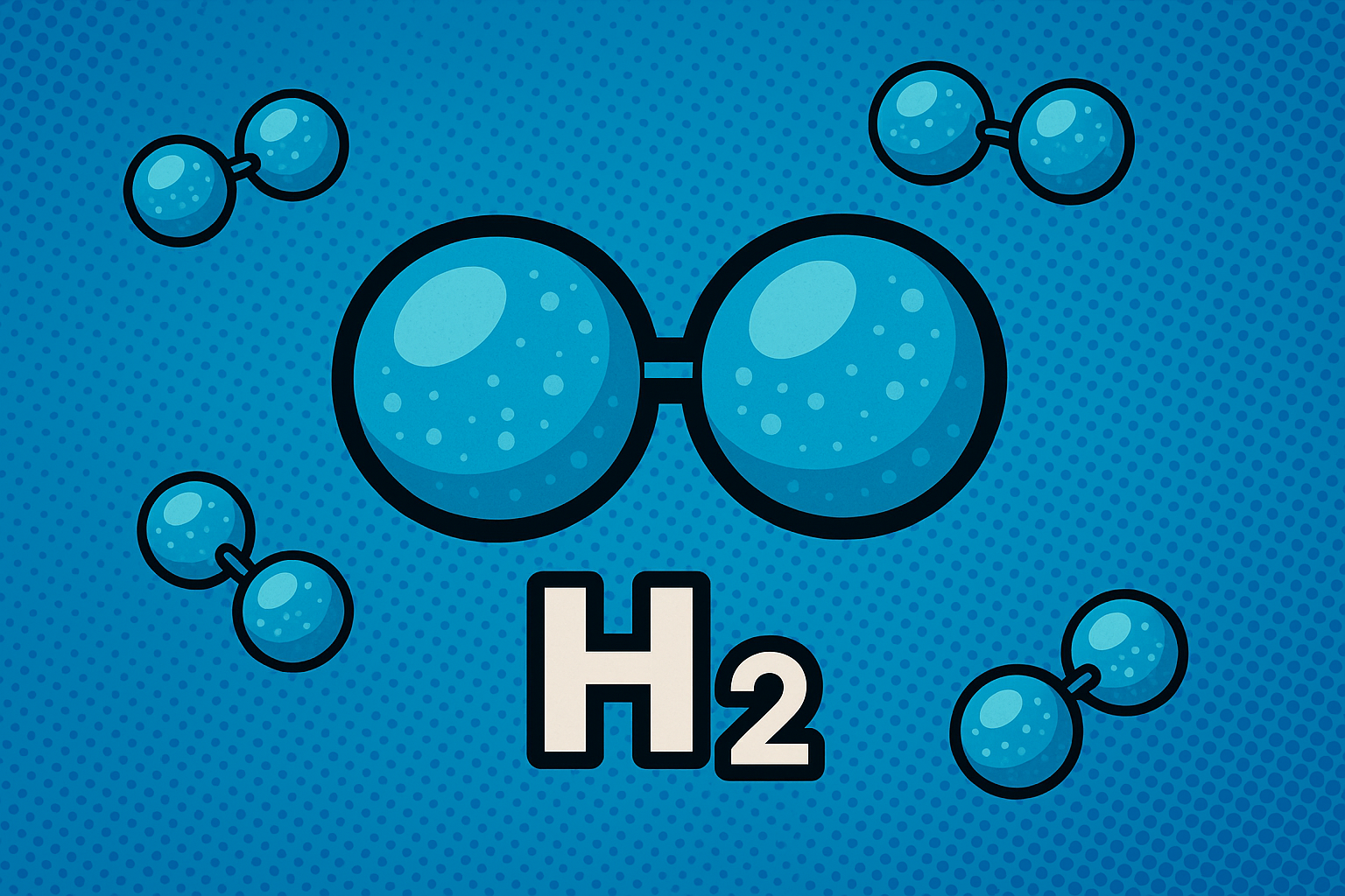 Kék hidrogénmolekulák H2 jelöléssel