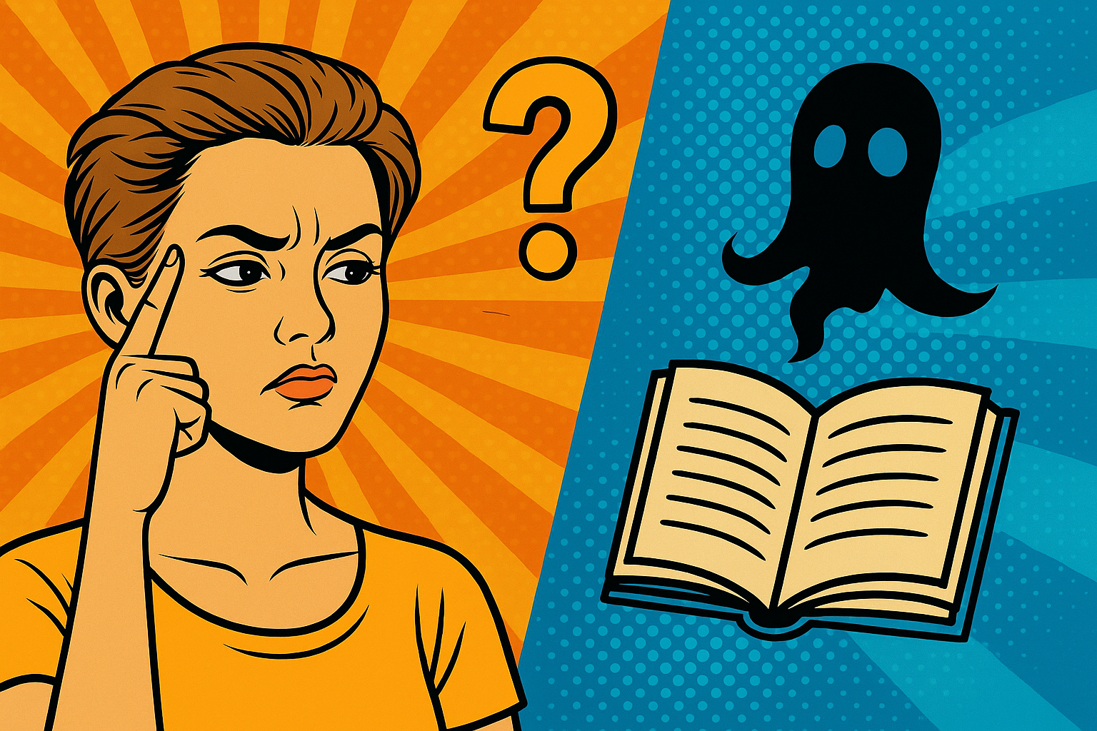 Kérdés, könyv és szellem motívumok.